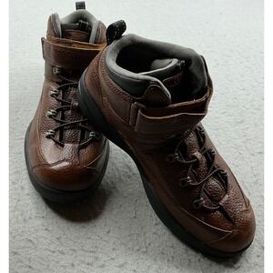 Ranger Dr. Comfort Leather Hiking Boots Ankle Strap Brown Pebbled Outdoor 11W